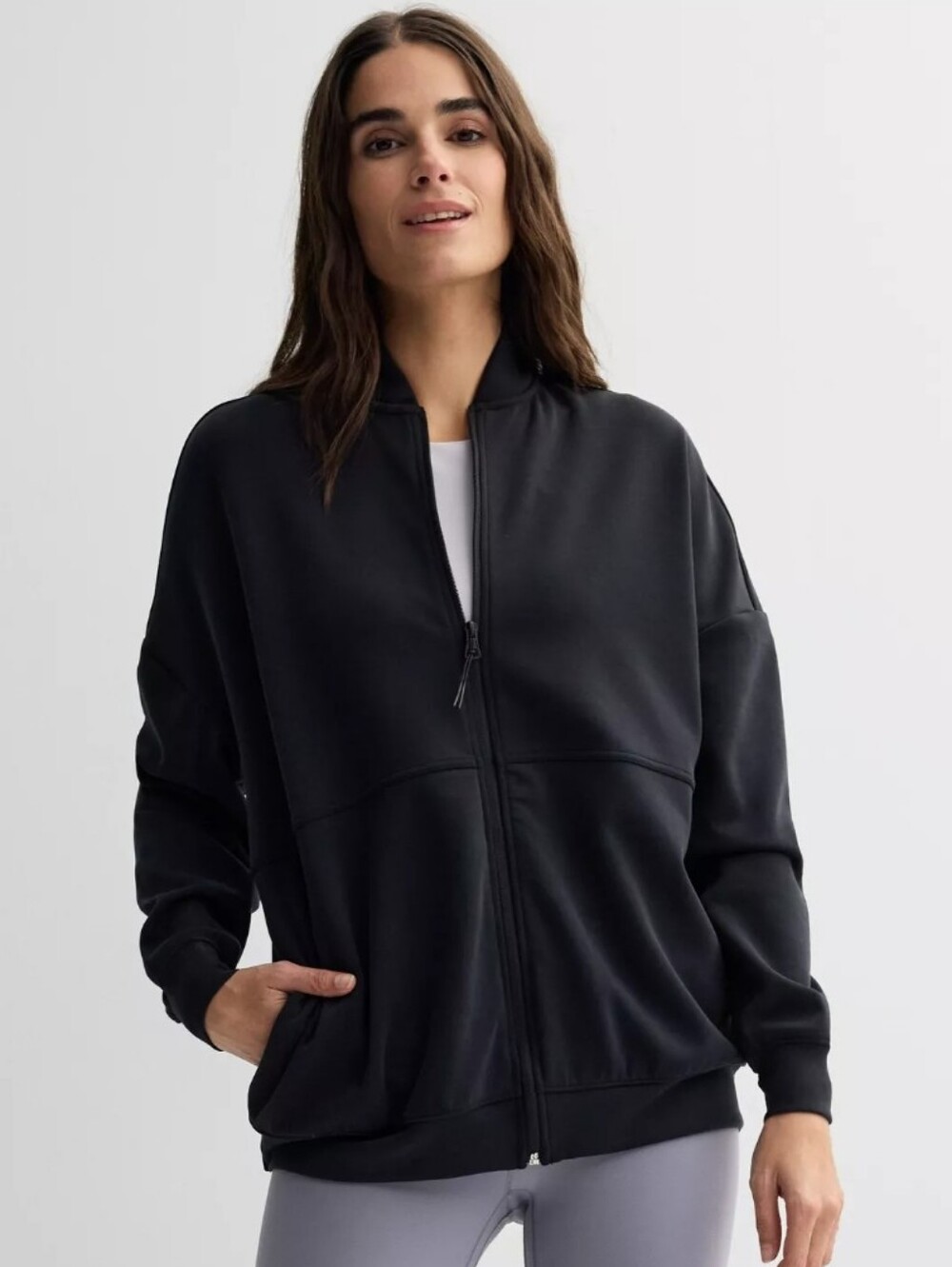 FLX Women's Long Black Solace Bomber Jacket With Pockets New With Tags